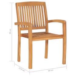 vidaXL 4x Solid Teak Wood Stacking Garden Chairs Furniture Outdoor Seating - Additional view 4