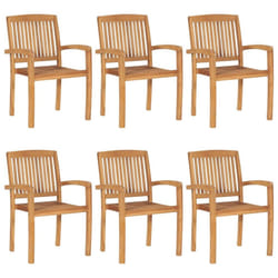 vidaXL 6x Solid Teak Wood Stacking Garden Chairs Furniture Outdoor Seating