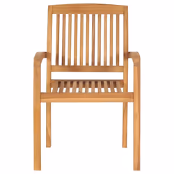 vidaXL 6x Solid Teak Wood Stacking Garden Chairs Furniture Outdoor Seating
