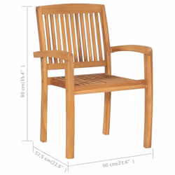 vidaXL 6x Solid Teak Wood Stacking Garden Chairs Furniture Outdoor Seating - Additional view 4