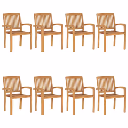 vidaXL 8x Solid Teak Wood Stacking Garden Chairs Furniture Outdoor Seating