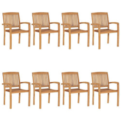 vidaXL 8x Solid Teak Wood Stacking Garden Chairs Furniture Outdoor Seating