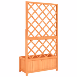 vidaXL Solid Firwood Garden Trellis Planter Brown Patio Flower Box Raised Bed