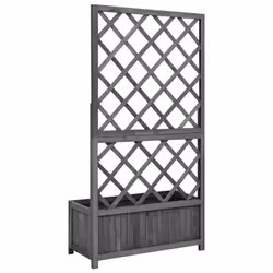 vidaXL Solid Firwood Garden Trellis Planter Black Patio Flower Box Raised Bed - Additional view 3