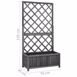 vidaXL Solid Firwood Garden Trellis Planter Black Patio Flower Box Raised Bed - Additional view 6