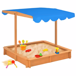vidaXL Firwood Sandbox with Adjustable Roof Outdoor Wooden Playhouse Sandpit - Additional view 2