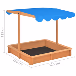 vidaXL Firwood Sandbox with Adjustable Roof Outdoor Wooden Playhouse Sandpit - Additional view 3