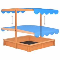 vidaXL Firwood Sandbox with Adjustable Roof Outdoor Wooden Playhouse Sandpit - Additional view 5