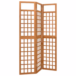 vidaXL Solid Fir Wood 3-Panel Room Divider/Trellis Wooden Patio Privacy Screen