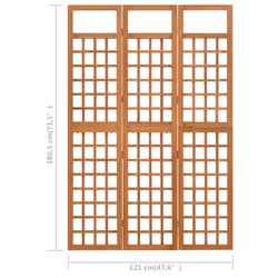 vidaXL Solid Fir Wood 3-Panel Room Divider/Trellis Wooden Patio Privacy Screen