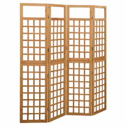 vidaXL Solid Fir Wood 4-Panel Room Divider/Trellis Garden Screen Patio Divider