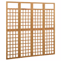 vidaXL Solid Fir Wood 4-Panel Room Divider/Trellis Garden Screen Patio Divider