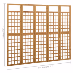 vidaXL Solid Fir Wood 5-Panel Room Divider/Trellis Garden Patio Privacy Screen - Additional view 5