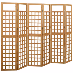 vidaXL Solid Fir Wood 6-Panel Room Divider/Trellis Wooden Patio Plant Support
