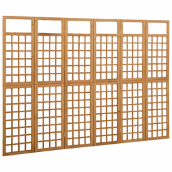 vidaXL Solid Fir Wood 6-Panel Room Divider/Trellis Wooden Patio Plant Support