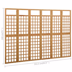 vidaXL Solid Fir Wood 6-Panel Room Divider/Trellis Wooden Patio Plant Support