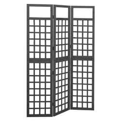 vidaXL Solid Fir Wood 3-Panel Room Divider/Trellis Black Patio Privacy Screen