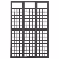 vidaXL Solid Fir Wood 3-Panel Room Divider/Trellis Black Patio Privacy Screen
