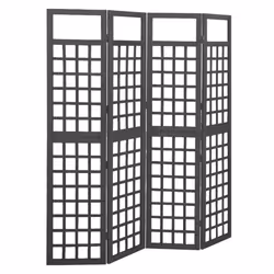 vidaXL Solid Fir Wood 4-Panel Room Divider/Trellis Black Patio Privacy Screen