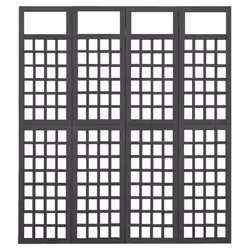vidaXL Solid Fir Wood 4-Panel Room Divider/Trellis Black Patio Privacy Screen