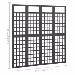 vidaXL Solid Fir Wood 4-Panel Room Divider/Trellis Black Patio Privacy Screen