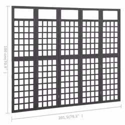 vidaXL Solid Fir Wood 5-Panel Room Divider/Trellis Black Patio Privacy Screen - Additional view 5