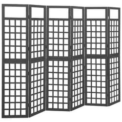 vidaXL Solid Fir Wood 6-Panel Room Divider/Trellis Black Patio Privacy Screen