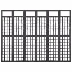 vidaXL Solid Fir Wood 6-Panel Room Divider/Trellis Black Patio Privacy Screen