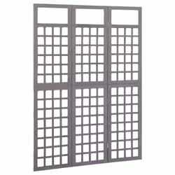 vidaXL Solid Fir Wood 3-Panel Room Divider/Trellis Grey Patio Privacy Screen