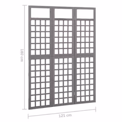 vidaXL Solid Fir Wood 3-Panel Room Divider/Trellis Grey Patio Privacy Screen - Additional view 5