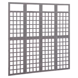 vidaXL Solid Fir Wood 4-Panel Room Divider/Trellis Grey Patio Privacy Screen