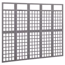 vidaXL Solid Fir Wood 5-Panel Room Divider/Trellis Grey Patio Privacy Screen - Additional view 2
