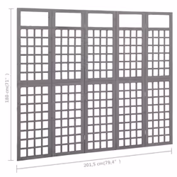vidaXL Solid Fir Wood 5-Panel Room Divider/Trellis Grey Patio Privacy Screen - Additional view 5