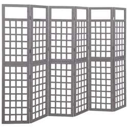 vidaXL Solid Fir Wood 6-Panel Room Divider/Trellis Grey Wooden Plant Support