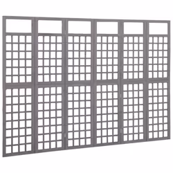 vidaXL Solid Fir Wood 6-Panel Room Divider/Trellis Grey Wooden Plant Support