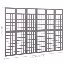 vidaXL Solid Fir Wood 6-Panel Room Divider/Trellis Grey Wooden Plant Support