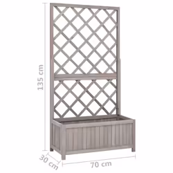 vidaXL Solid Firwood Garden Trellis Planter Grey Outdoor Flower Box Raised Bed - Additional view 6