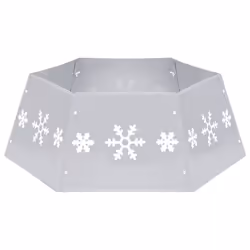 vidaXL Christmas Tree Skirt Tree Xmas Ornament Base Cover Silver&White/Red - silver and white