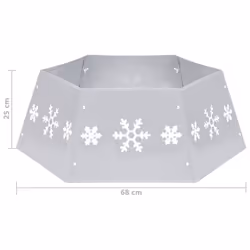 vidaXL Christmas Tree Skirt Tree Xmas Ornament Base Cover Silver&White/Red - silver and white - Additional view 6