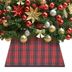 vidaXL Christmas Tree Skirt Red & Black Tree Ornament Decoration Base Cover