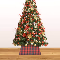 vidaXL Christmas Tree Skirt Red & Black Tree Ornament Decoration Base Cover