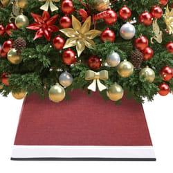 vidaXL Christmas Tree Skirt Red & White Tree Ornament Decoration Base Cover