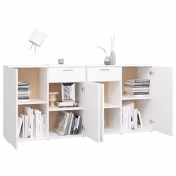 vidaXL Sideboard White Engineered Wood Storage Cupboard Indoor Furniture Set