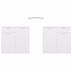 vidaXL Sideboard White Engineered Wood Storage Cupboard Indoor Furniture Set - Additional view 4