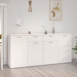 vidaXL Sideboard High Gloss White Engineered Wood Storage Cupboard Furniture