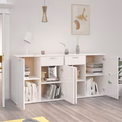 vidaXL Sideboard High Gloss White Engineered Wood Storage Cupboard Furniture