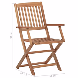 vidaXL 6x Solid Acacia Wood Folding Outdoor Chairs Furniture Garden Seating - Additional view 6