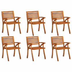vidaXL6x Solid Acacia Wood Garden Chairs Outdoor Seating Dining Armchairs