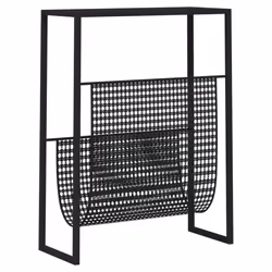 vidaXL Magazine Rack Black Steel Bedroom Storage Unit Bookcase Book Cabinet - Additional view 4