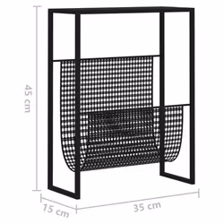 vidaXL Magazine Rack Black Steel Bedroom Storage Unit Bookcase Book Cabinet - Additional view 6